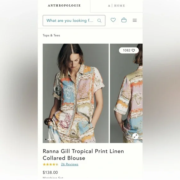 K90. New Anthropologie Tropical Patchwork linen Collared Blouse linen $138 - Picture 4 of 4